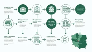 Krok po kroku: jak złożyć wniosek o dotację gminną na fotowoltaikę i pompę ciepła – infografika procesu