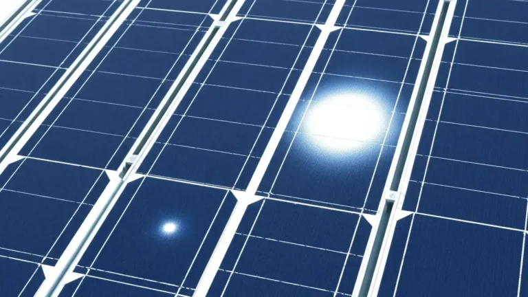Termogram panelu fotowoltaicznego pokazujący hot-spot jako bialą plamę o podwyższonej temperaturze