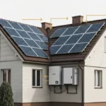 Schemat systemu fotowoltaicznego zintegrowanego z pompa ciepla i magazynem energii w domu jednorodzinnym