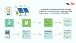 Schemat finansowania instalacji fotowoltaicznej i pompy ciepła przez Bank ING – kredyt zielony na odnawialne źródła energii
