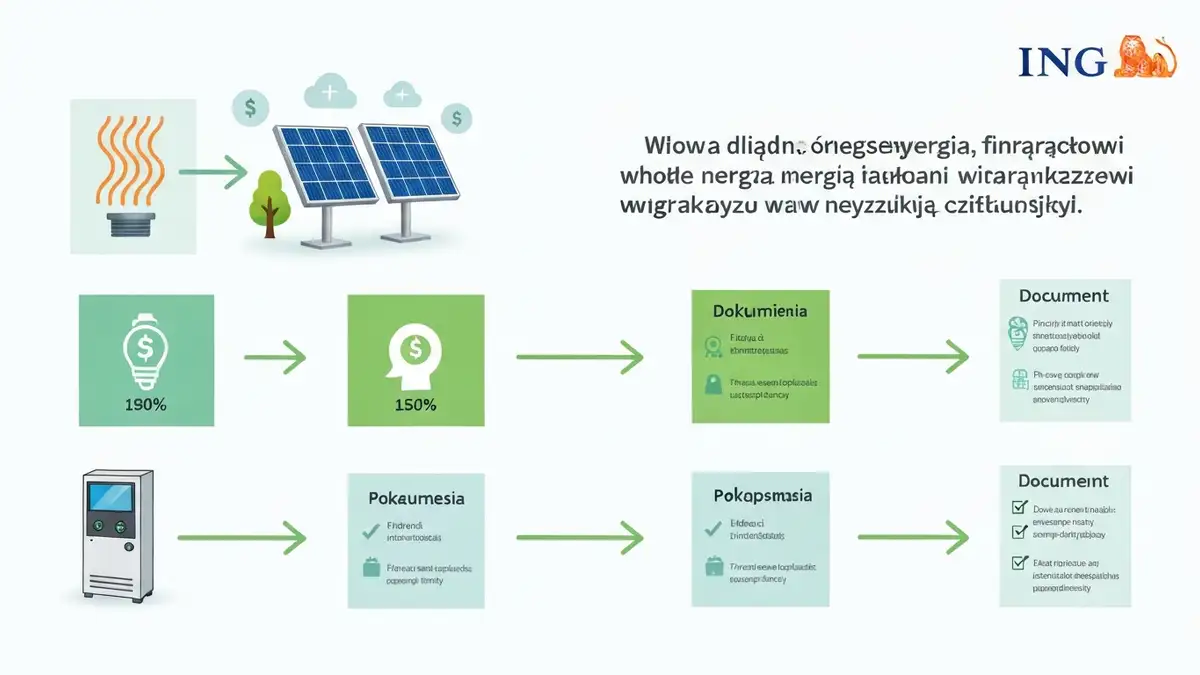 Schemat finansowania instalacji fotowoltaicznej i pompy ciepła przez Bank ING – kredyt zielony na odnawialne źródła energii