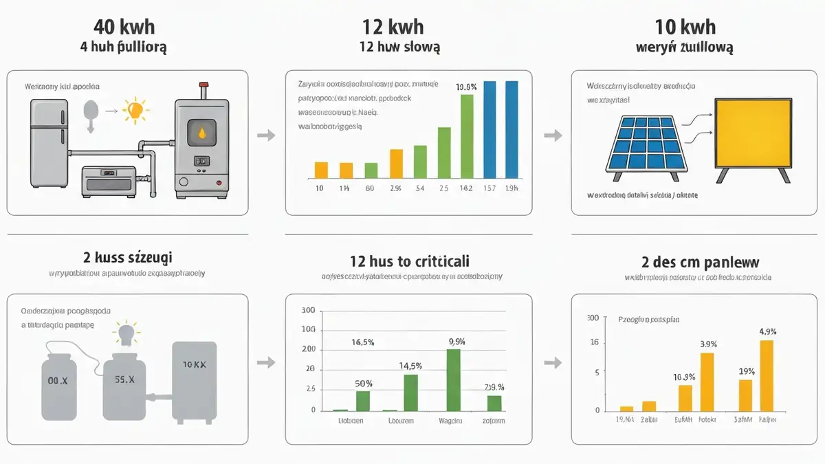 Tabela porównawcza czas zasilania magazynu 10 kWh dla domowych urządzeń i scenariuszy blackoutu