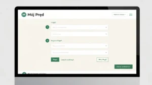 Ekran logowania do platformy Mój Prąd z formularzem wniosku