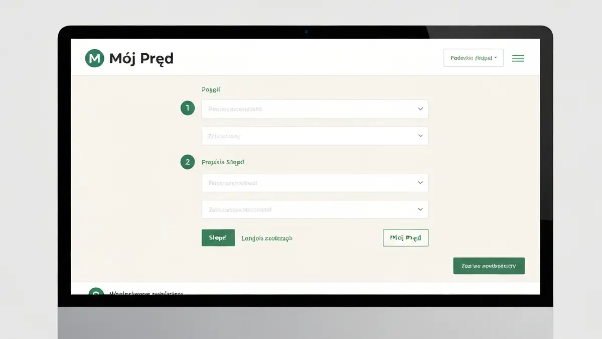 Ekran logowania do platformy Mój Prąd z formularzem wniosku