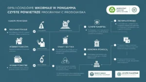Schemat prefinansowania kredytu przez bank w programie Czyste Powietrze – klientpobraześć finansowanie, bank czeka na dotację, potem zwrot