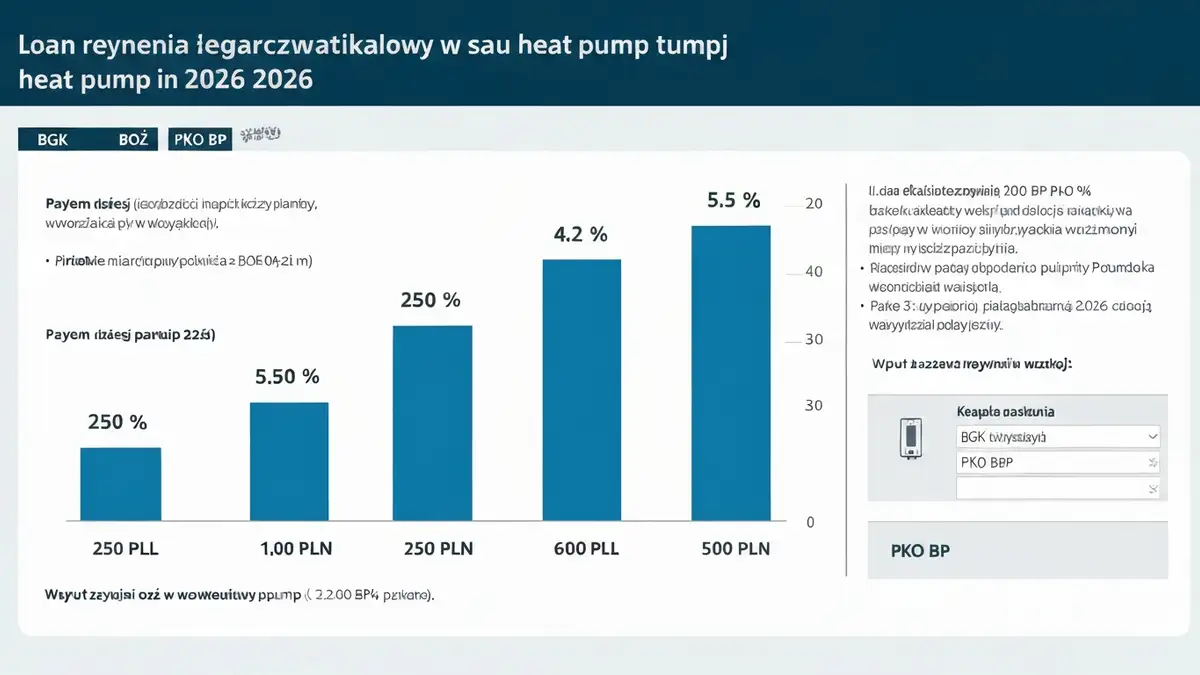 Kalkulator rat kredytu na pompę ciepła z wykresem porównania ofert bankowych 2026
