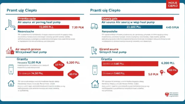 Infografika kwot dotacji Moje Ciepło na pompy ciepła powietrzne i gruntowe 2025