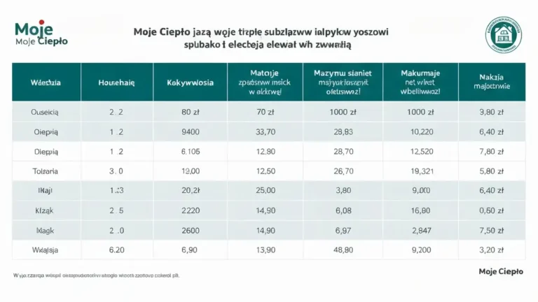 Tabela progów dochodowych Moje Ciepło z kolumnami dla liczby osób w gospodarstwie i maksymalnych dochodów rocznych netto