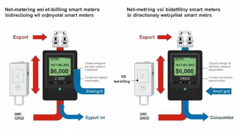 Porównanie schematów net-metering i net-billing z licznikami dwukierunkowymi i przepływem energii
