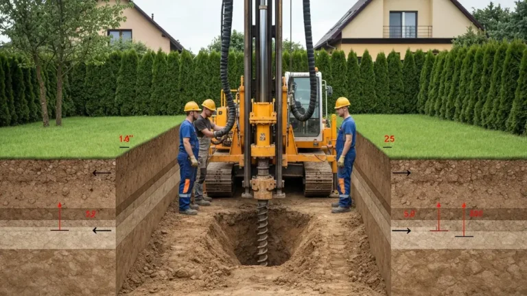 Odwiert sonda pionowa pod pompę ciepła gruntową – widok techniczny procedury wiercenia