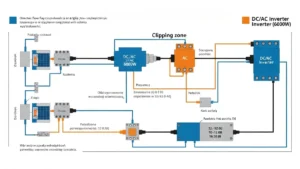 Diagram porównania mocy DC paneli fotowoltaicznych względem mocy AC falownika – oversizing 1.3