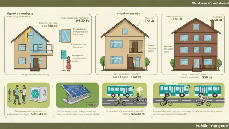 Schematyczny diagram programu Stop Smog: domek jednorodzinny z zaznaczonymi pracami termomodernizacyjnymi i OZE, ilości dotacji