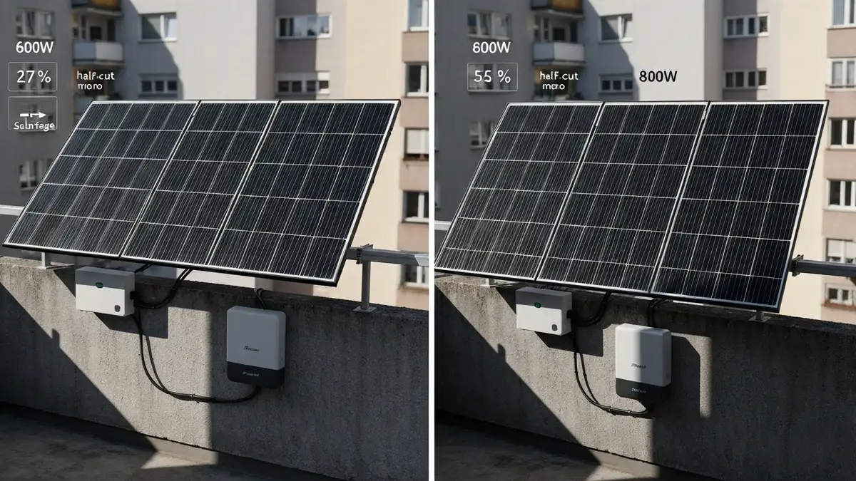 Porównanie zestawów fotowoltaiki balkonowej 600 W i 800 W – panele słoneczne z inwerterem na balkonie domu