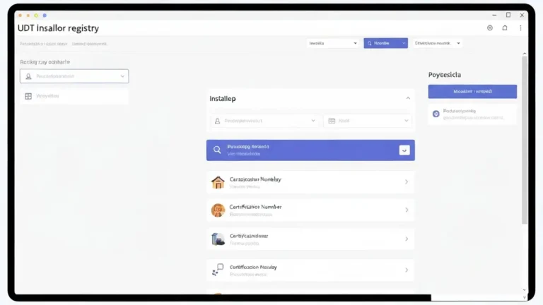 Ekran komputera z otwartą wyszukiwarką rejestru instalatorów OZE w UDT