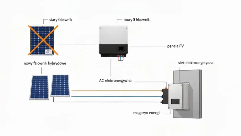 Schemat retrofit falownika sieciowego na hybrydowy z magazynem energii LiFePO4