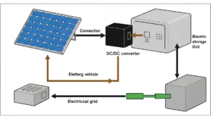 Schemat instalacji V2H: samochód elektryczny + fotowoltaika + bateria domowa