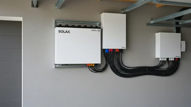 Solax Triple Power T58 – modułowy akumulator energii LFP zamontowany na ścianie w garażu domu jednorodzinnego