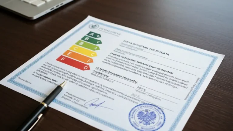 Dokument świadectwa energetycznego budynku z parametrami efektywności energetycznej