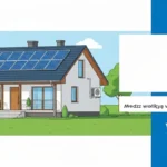 Dom jednorodzinny z panelami fotowoltaicznymi na dachu i pompą ciepła przy scianie – ilustracja ulgi termomodernizacyjnej PIT 2026