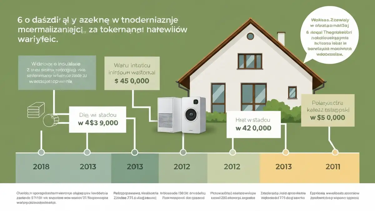 Schemat terminu 6 lat na ulgie termomodernizacyjne – linia czasu od roku pierwszego wydatku do ostatecznego terminu