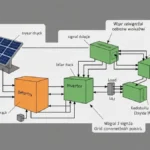 Schematyczny diagram wyspowego zasilania (islanding) – falownik zasilający dom bez synchronizacji z siecią operatora