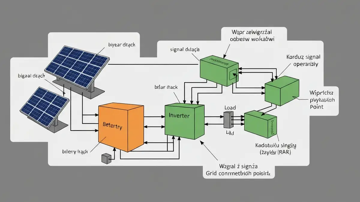 Schematyczny diagram wyspowego zasilania (islanding) – falownik zasilający dom bez synchronizacji z siecią operatora